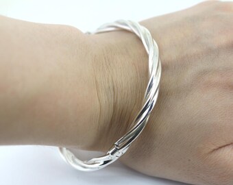 ヴィンテージ ツイストワイヤー デザイン バングル ブレスレット 925