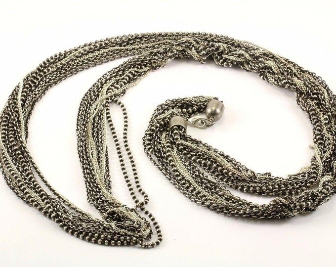 Vintage 41 Inch  Multi Strand Row Chain Necklace 925 Sterling Silver Nc 1433