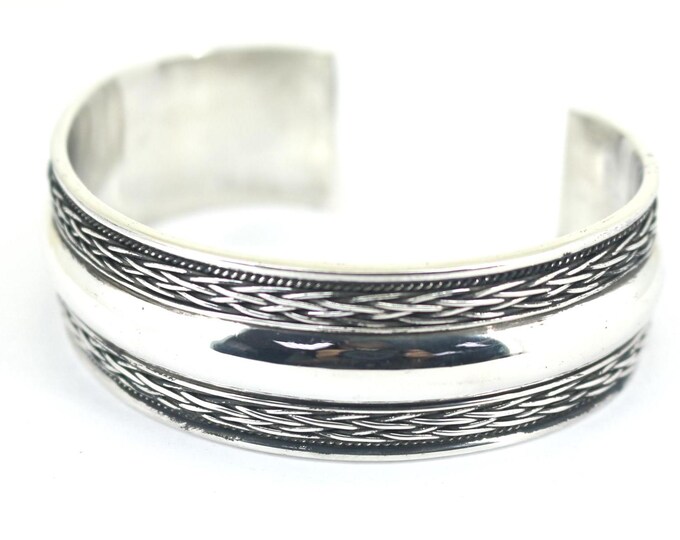 Vintage Unisex Braided Roman Style Cuff Bracelet 925 Sterling BR 188