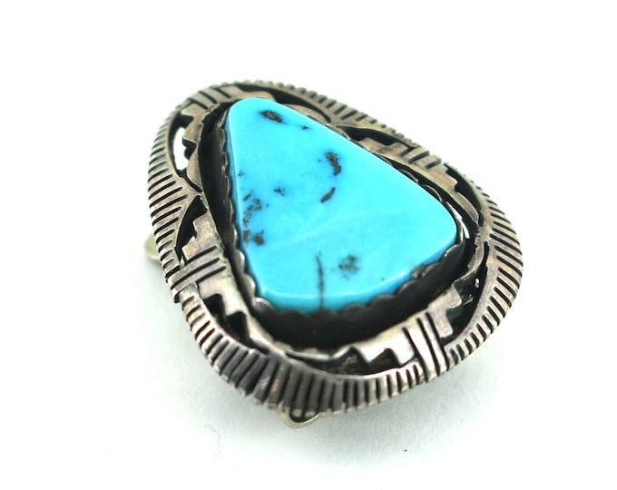 Vintage Navajo Turquoise Sterling Silver Tie Clip Eddie Secatero OT 065
