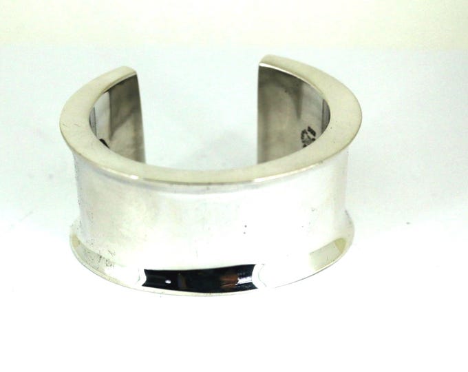 Vintage Mexico Plain Simple  Cuff Bracelet 925 Sterling Silver BR 3561