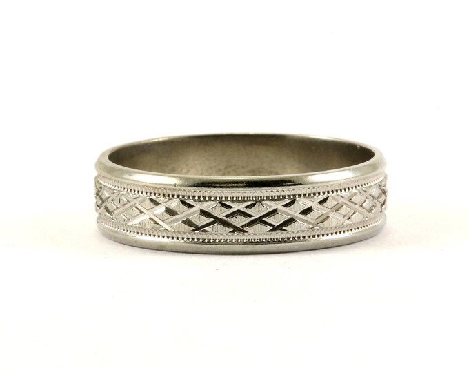 Vintage Size 11.24 Diamond Cut Design Band Ring 925 Sterling Silver RG 3535