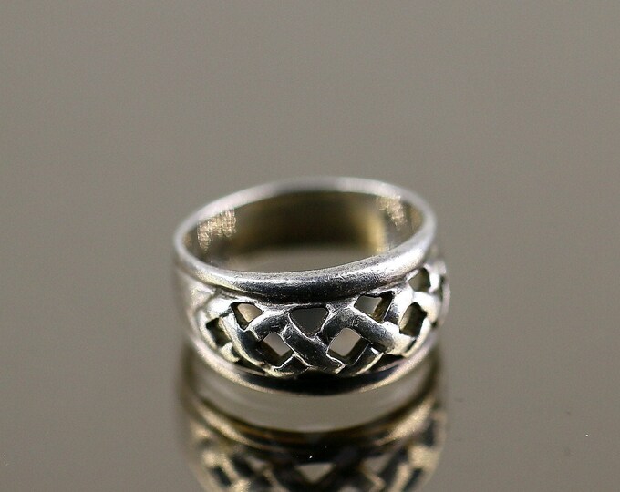 Vintage Size 6.25 Simple Cut Twisted Braid Braided Design Band Ring 925 Sterling Silver  RG 2592