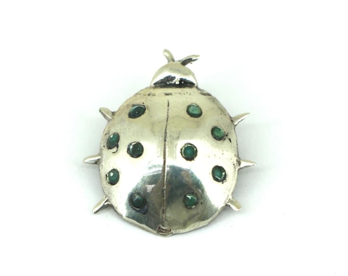 Vintage  Ladybug Bug Insect Elegant Brooch Pin Sterling Silver 925 BB 019