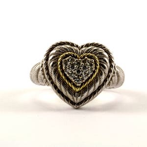 Vintage Size 9 Judith Ripka Twisted Heart Design Ring 925 Sterling Silver RG 2003-E