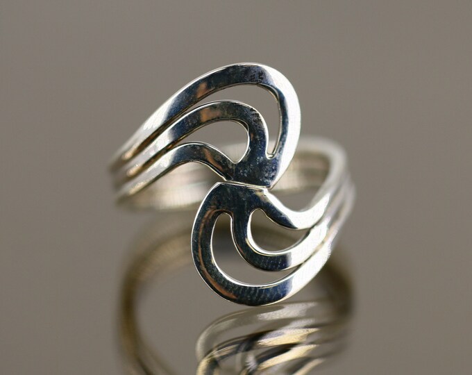 Vintage Size 11 Open Curved Scroll Design Ring 925 Sterling Silver RG 1834