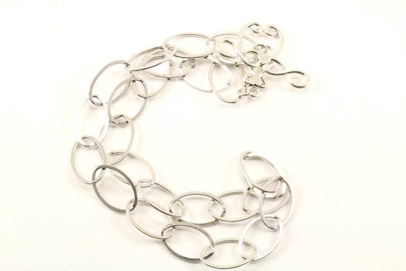 Vintage Large Oval Infinity Design Links Toggle Chain Necklace 925 Sterling Silver NC 1366