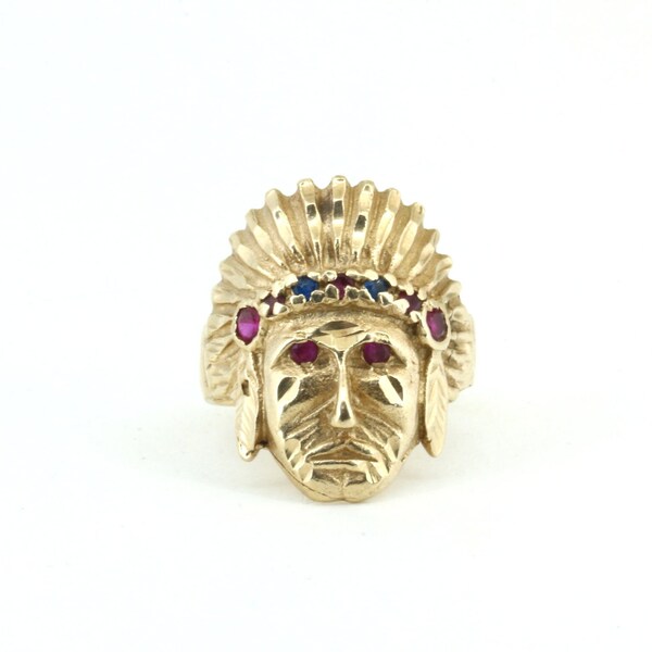 Gold Indian Head Ring Etsy