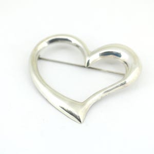 Vintage Thai Offenes Herz Liebe poliert Pin Brosche 925 Sterling Bb 526