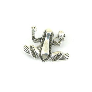 Vintage Marcasite Frog Brooch Sterling Silver 925 BB 2317