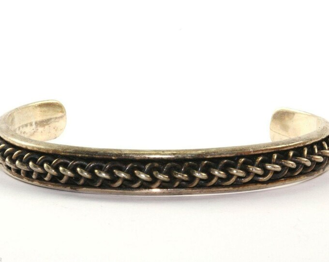 Vintage Mexico Rope Accent Very Antique Cuff Bracelet 925 Sterling Br 1800(123720989868)