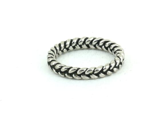 Vintage Size 7 Braided Twisted Design Band Ring 925 Sterling