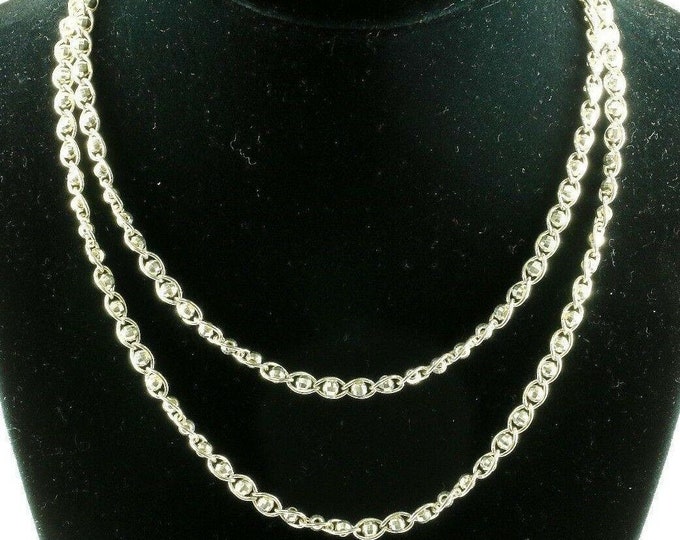 Vintage 35 Inch Beaded Design Chain Necklace 925 Sterling Nc 1186(123765813364)