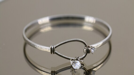 Vintage Beautiful Open Loop Crystal Design Bangle… - image 2