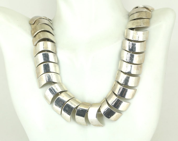 Vintage 18 Inch Mexican TC-89 Heavy Bead Links Necklace 925 Sterling Silver NC 1708