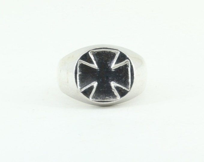 Size 11 Men Biker Cross Ring 925 Sterling RG 3307