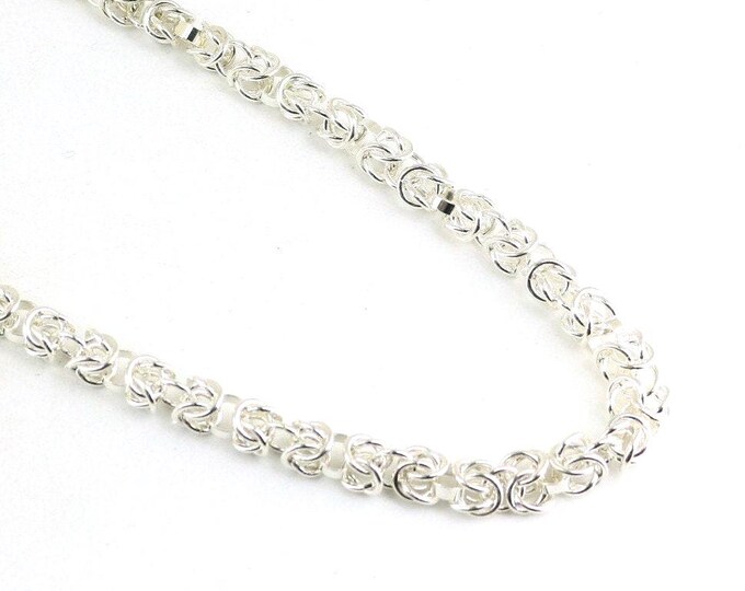 Vintage 20 Inch Fancy Shiny Man Byzantine Chain Design Necklace 925 Sterling Silver NC 1836C