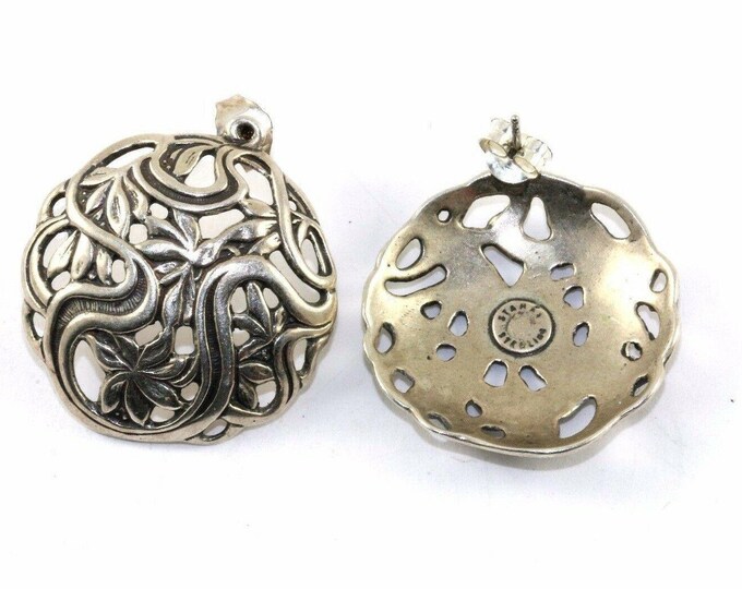 Vintage Earrings Stamas Signed Floral Southwestern Design Stud Earrings Sterling 925 Silver Earrings Er 827