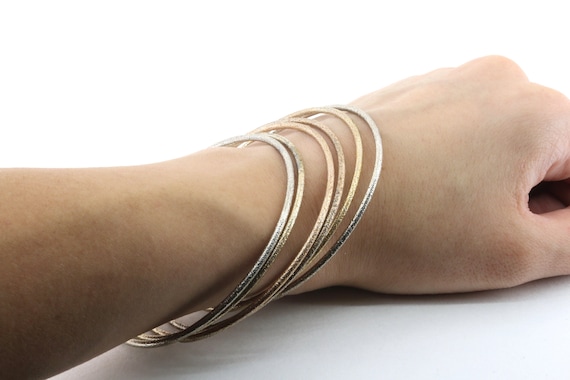 Vintage Stackable Bangle Bracelets 925 Sterling B… - image 2