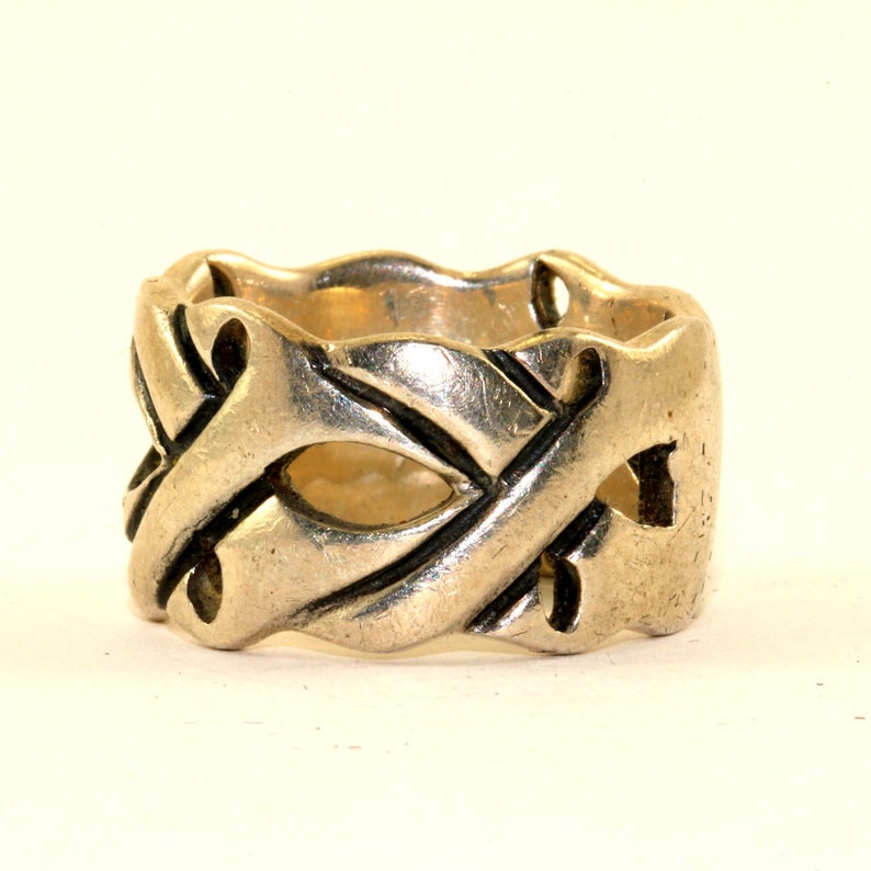 Vintage Mens Abstract Gothic Solid Band Ring 925 Sterling Silver RG 2364