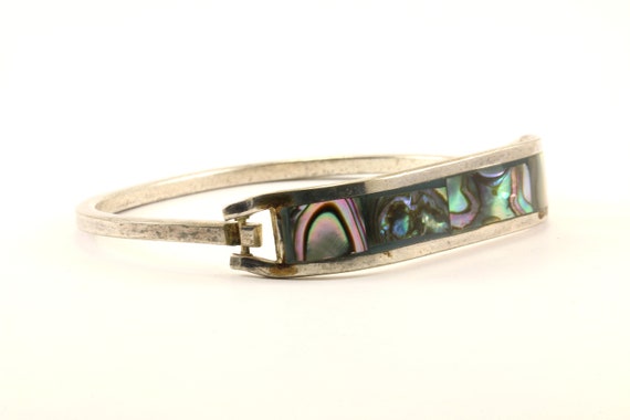 Vintage Abalone Front Design Bangle Bracelet 925 … - image 2