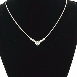 16 Inch Sterling Silver Snake Chain Necklace With Heart Shape Pendant Nc 863 - E