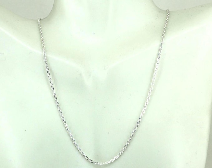 Vintage  Sparkling 16In Classic Rope Thin Chain Necklace Sterling Silver 925  NC 2124