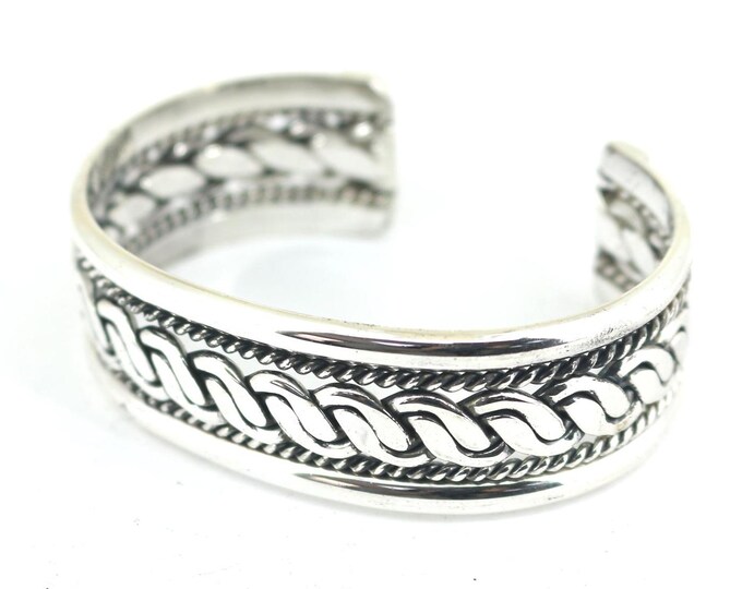 Vintage Navajo Tahe Twisted  Rope Open Design Cuff Bracelet Sterling Silver BR 205