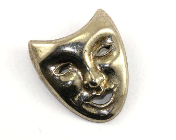 Vintage Theater Open Mask Pin/Brooch Pendant 925 Sterling BB 686