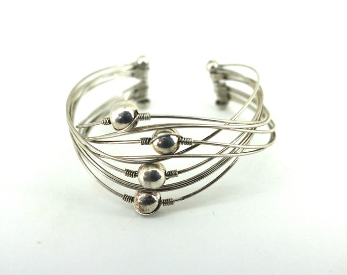 Wire Cuff Bracelet 925 Sterling Silver BR 001