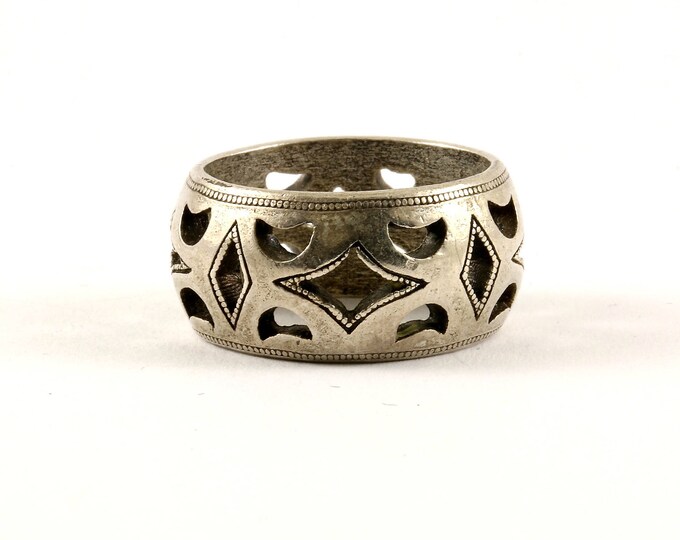Vintage Floral Design Band Ring 925 Sterling RG 3670