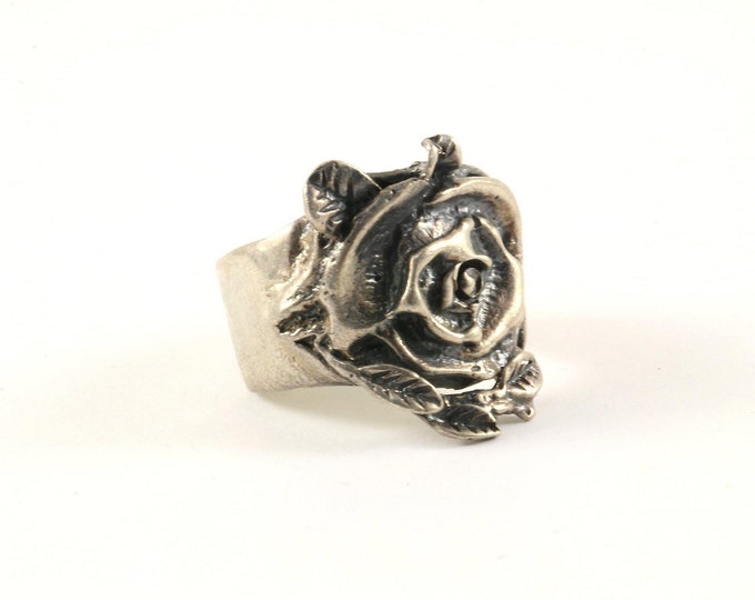 Vintage Size 7 Rose Flower Design Ring 925 Sterling Silver Rg 1051