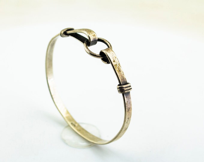 Vintage Snap Lock Simple Design Beautiful Girl's Bangle Bracelet 925 Sterling Silver BR 751Q