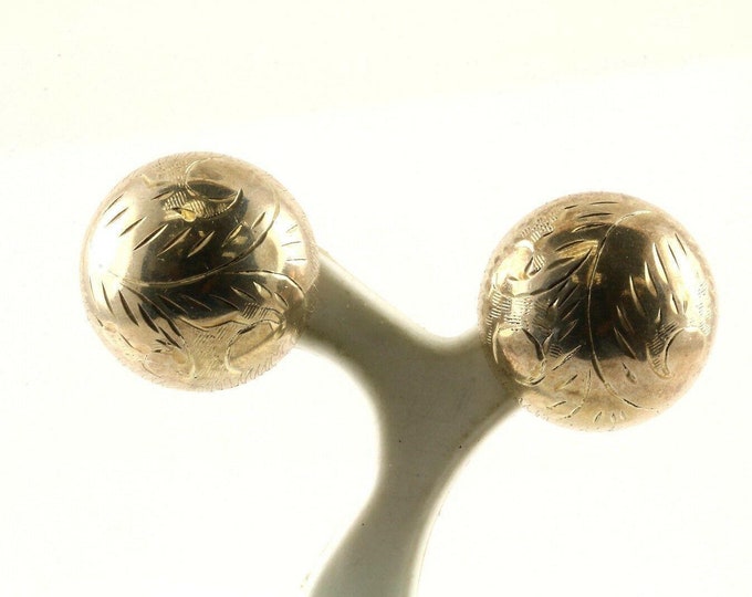 Vintage Bead Button Floral Design Stud Earrings 925 Sterling Silver Er 822