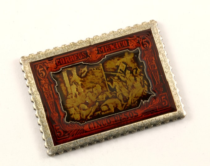 Vintage The Metropolitan Collection of Enamel Stamps Mexico Postage 925 Sterling Silver OT 228