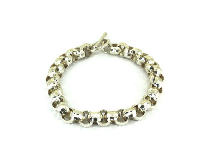 Vintage Silpada Hammered Rolo Link Bracelet 925 Sterling Silver BR 068