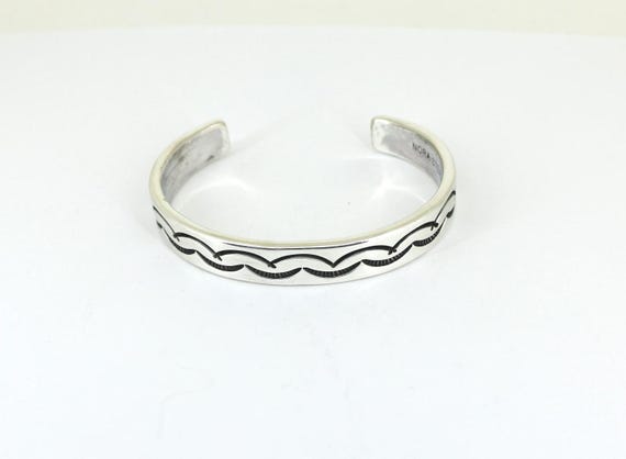Vintage Navajo Nora Sterling Native American Cuff Bracelet