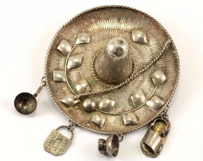 Vintage Mexico Hat Pin/brooch 925 Sterling Silver Bb 787