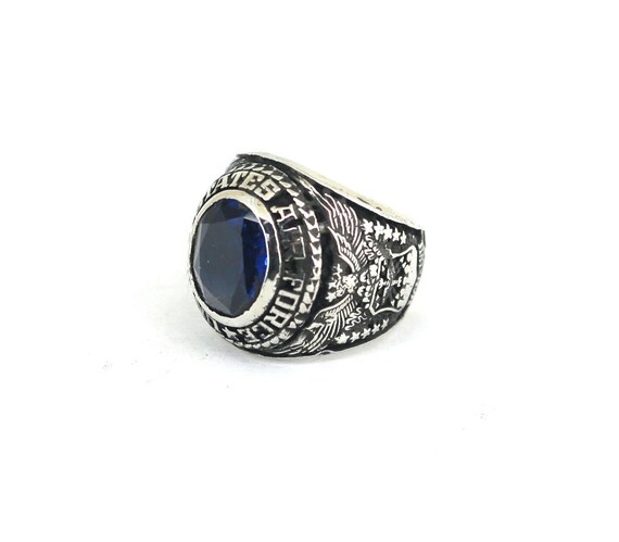 Vintage 1940's United States Air Force Class Inlaid Blue CZ 925