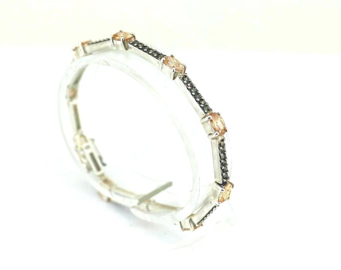 Vintage Bracelet |CZ Crystals & Marcasite Stones Design Bracelet | Beautiful Chain Bracelet | Sterling Silver 925 Bracelet | BR 3791