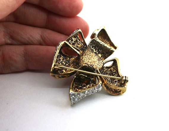 Vintage Gold Plated Flower Brooch Pin Sterling Si… - image 2