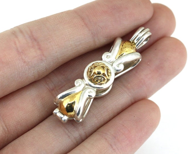 Vintage Thailand CNA Gold Plated Filigree Design Pendant 925 Sterling PD 398