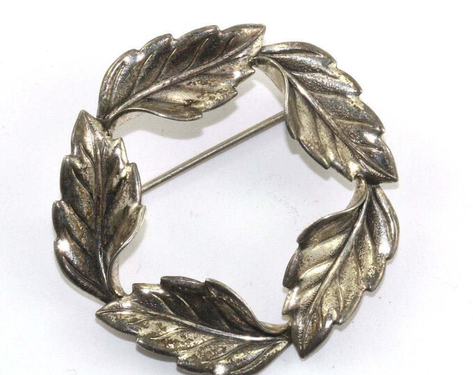 Vintage Beau Signed Round Shape Leaves 935 Sterling BB 187
