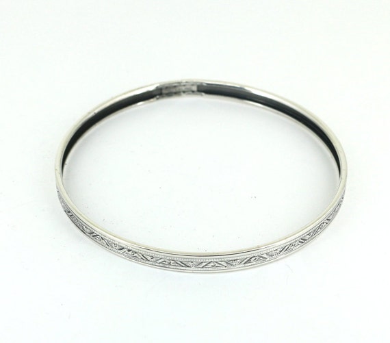 Vintage Antique Patterned Thin Stackable Bangle B… - image 1