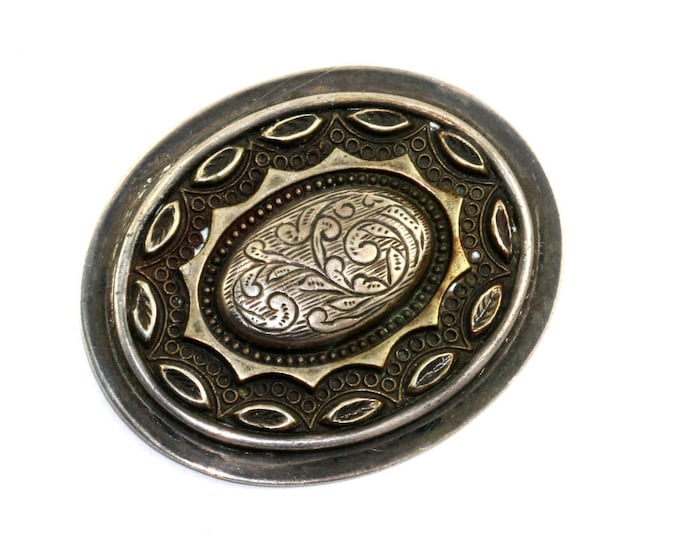 Vintage Oval Floral Engraved Pin/Brooch 925 Sterling BB 666