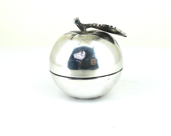 Vintage Shiny Apple Shaped Trinket Case Box 925 Sterling OT473