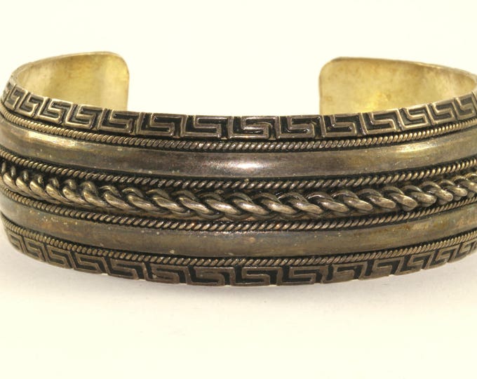 Vintage Maze & Twisted Design Antique Style Cuff Bracelet 925 Sterling Silver BR 55 -E