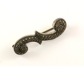 Vintage Judith Jack Scroll Marcasite Pin/Brooch 925 Sterling BB 457