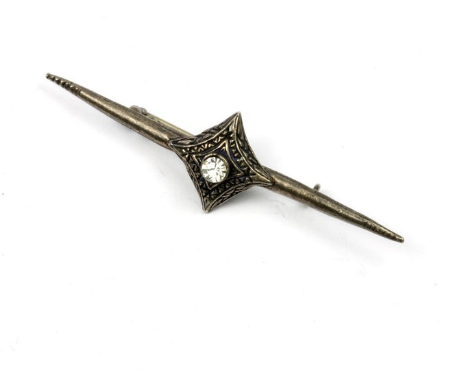 Vintage Navajo Wings Rhombus Engraved Pin Brooch 925 Sterling Bb 24