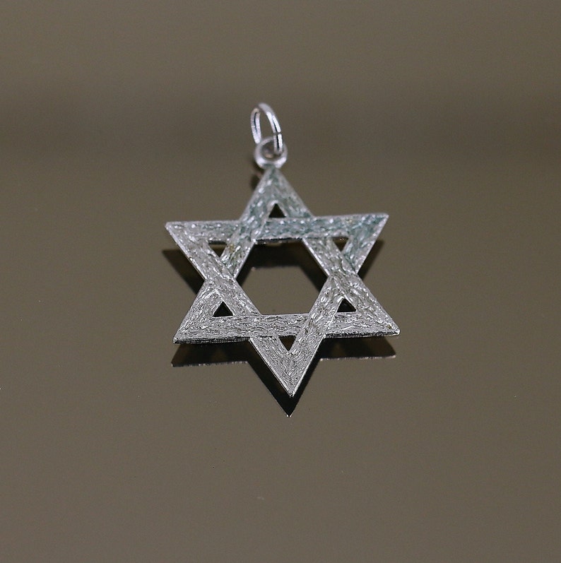 Vintage Flat Shiny Israel Star Of David Jewish Sign Design Pendant 925 Sterling PD 2911
